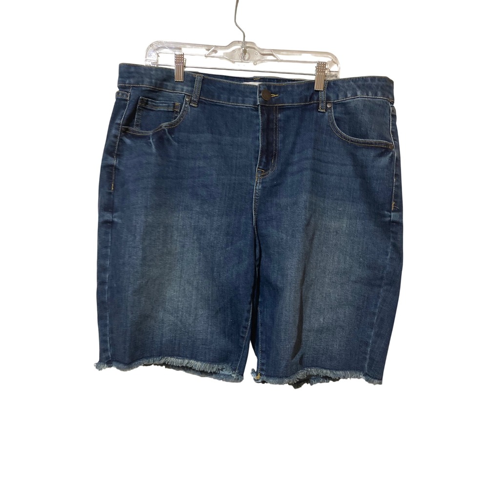 Lane Bryant Flex Magic Waistband Mid-Rise Boyfriend Bermuda Denim Shorts Size 14